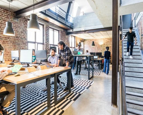 Short break during a regular workday in a modern office